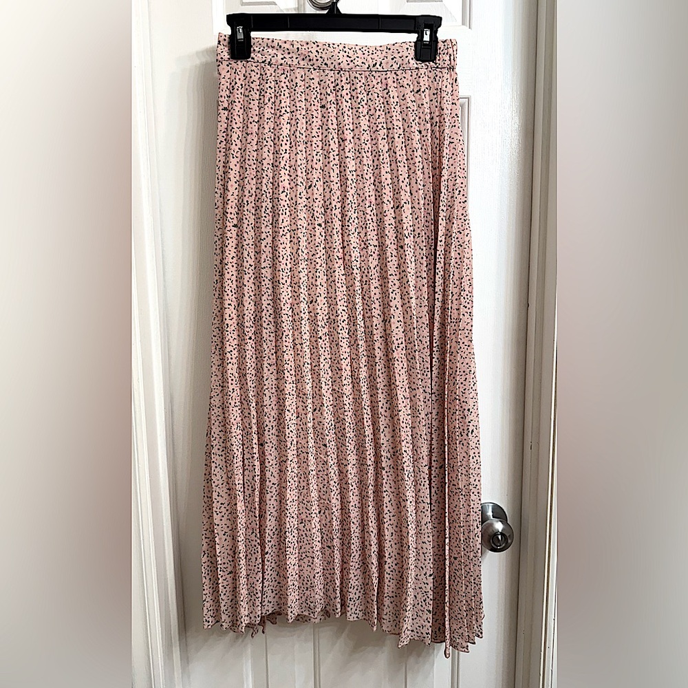 Japna Women’s Floral Pleated Lined Maxi Skirt - Pink, Size Medium